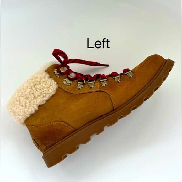 Sorel Ainsley Conquest Brown Lace Up Leather & Shearling Ankle Boots 9 M - Picture 10 of 13
